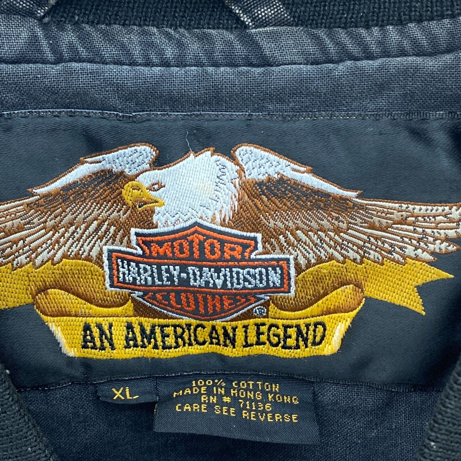 Harley Davidson Motorcycles Embroidered Heavy Bomber Jacket Size XL Black