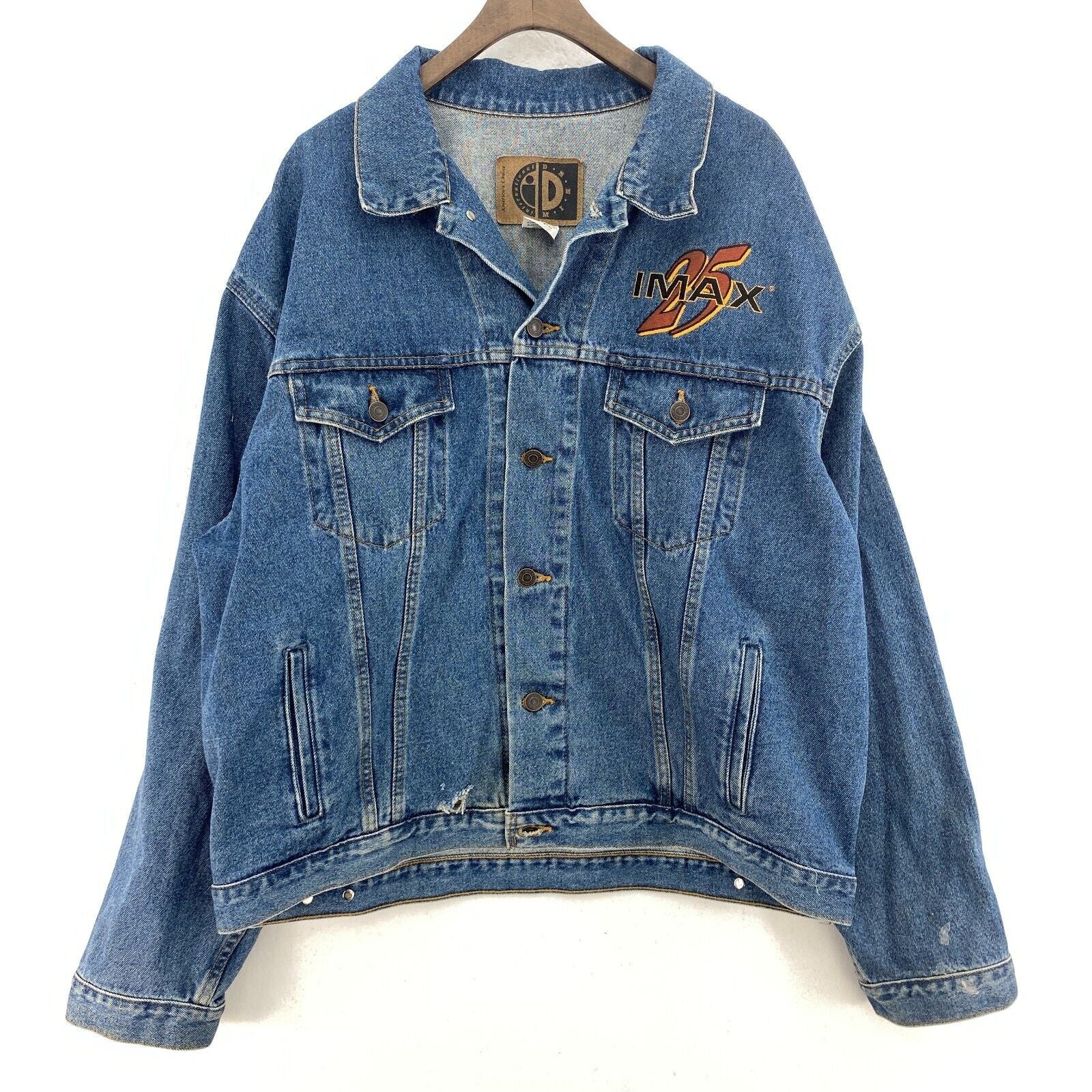 IMAX 25 Annyversary Embroidered Blue Medium Wash Denim Jacket Size XXL