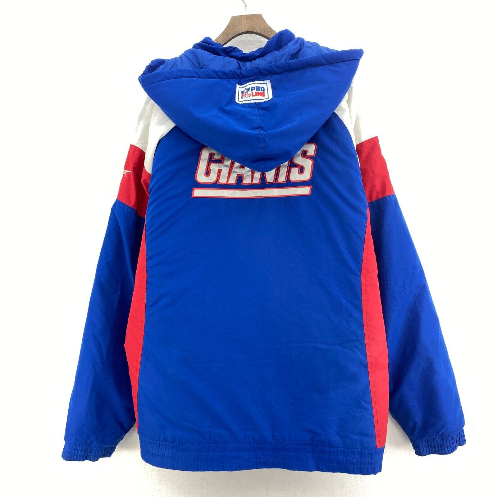 Reebok New York Giants NFL Insulated Full Zip Up Hooded Jacket Size L Blue
