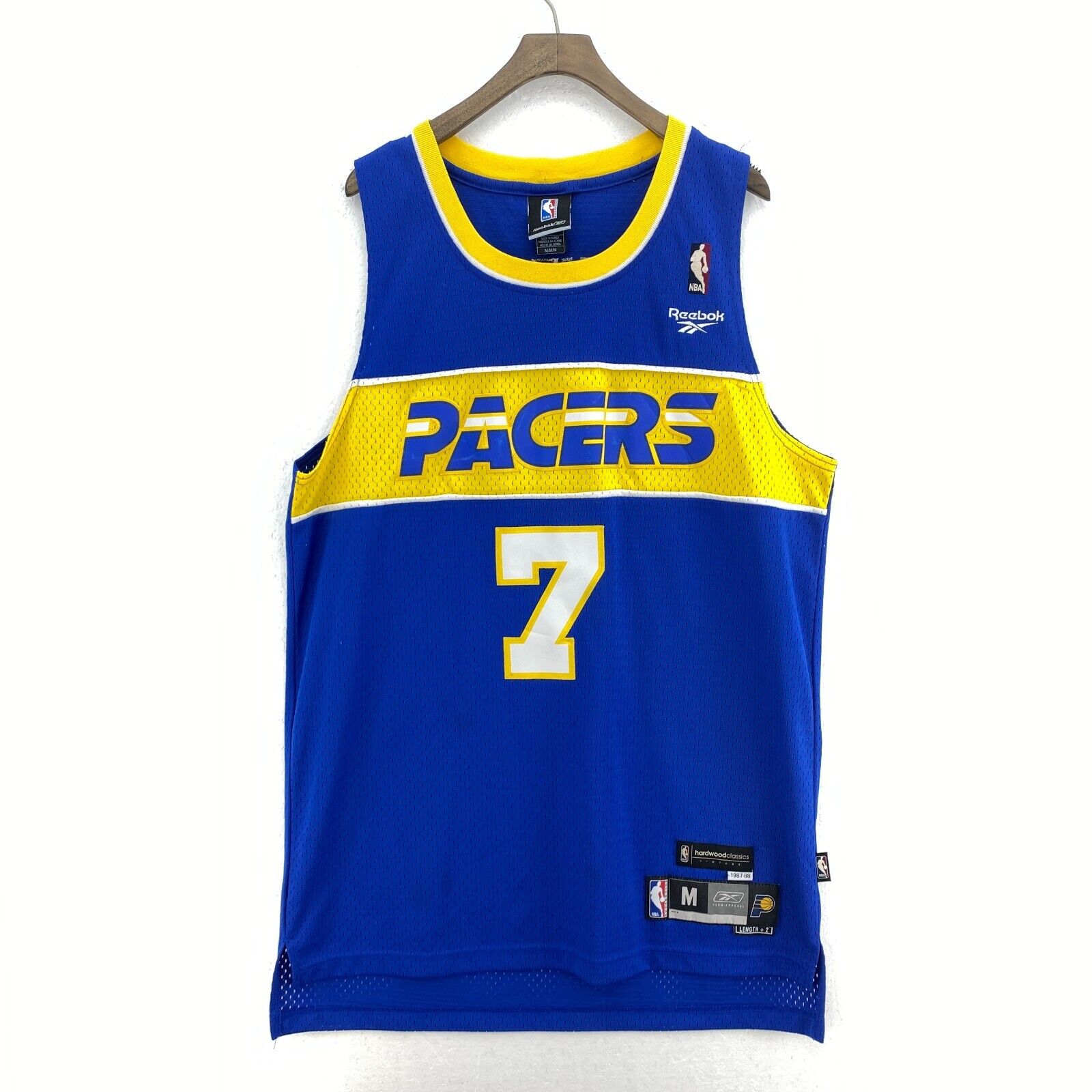 Reebok Indiana Pacers Jermaine O'Neil NBA Jersey Size M Blue Yellow #7 NBA