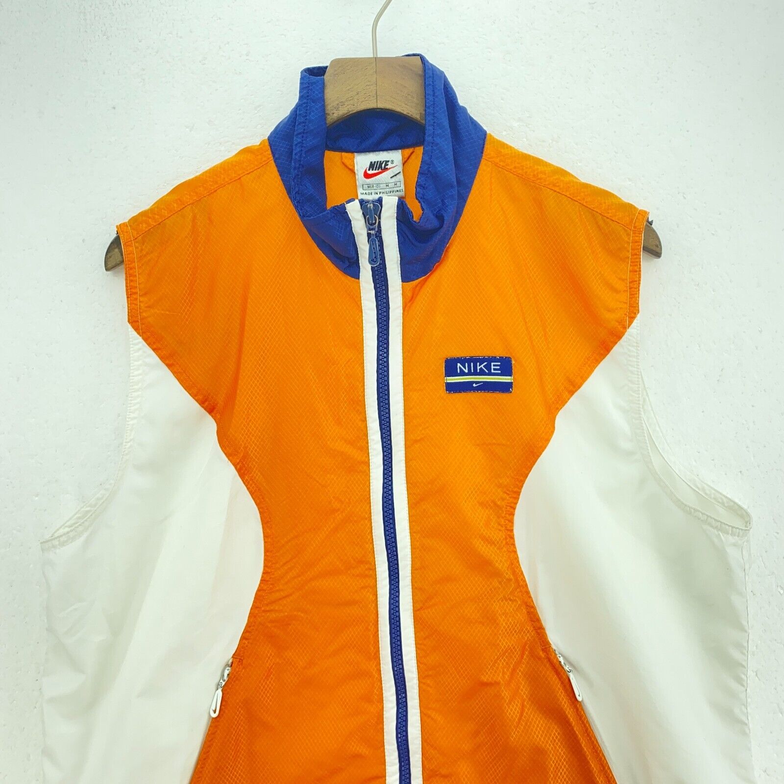 Nike Logo Full Zip Light Orange White Vest Jacket Size M