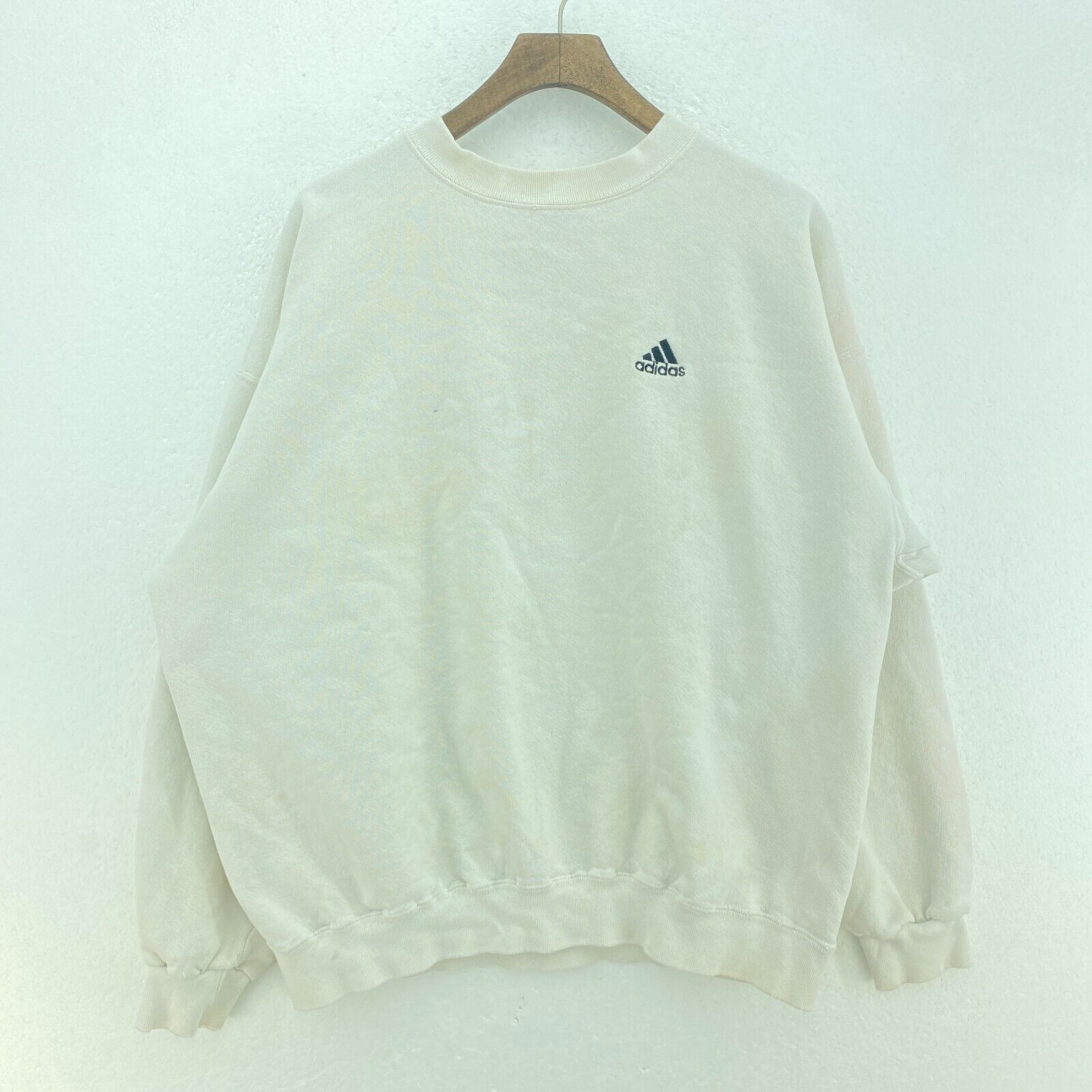 Adidas Crewneck Logo Oatmeal Sweatshirt Size L