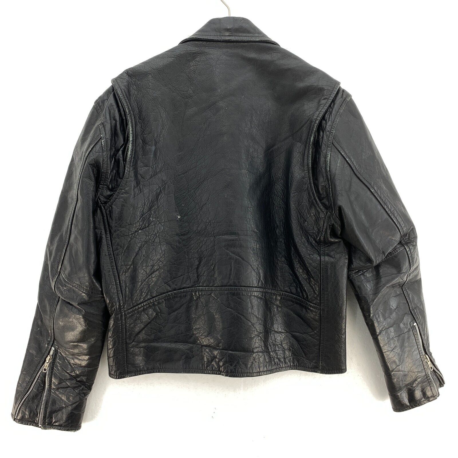 Leather World By Lucky Leather Black Biker Jacket Size 40 90s