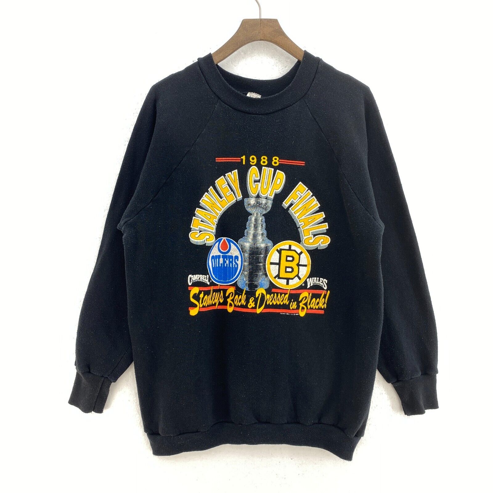 Stanley Cup Finals Oilers Bruins 19888 Black Sweatshirt Size XL
