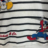Disney Striped Mickey Mouse Donald Duck T-shirt Size M White Tee
