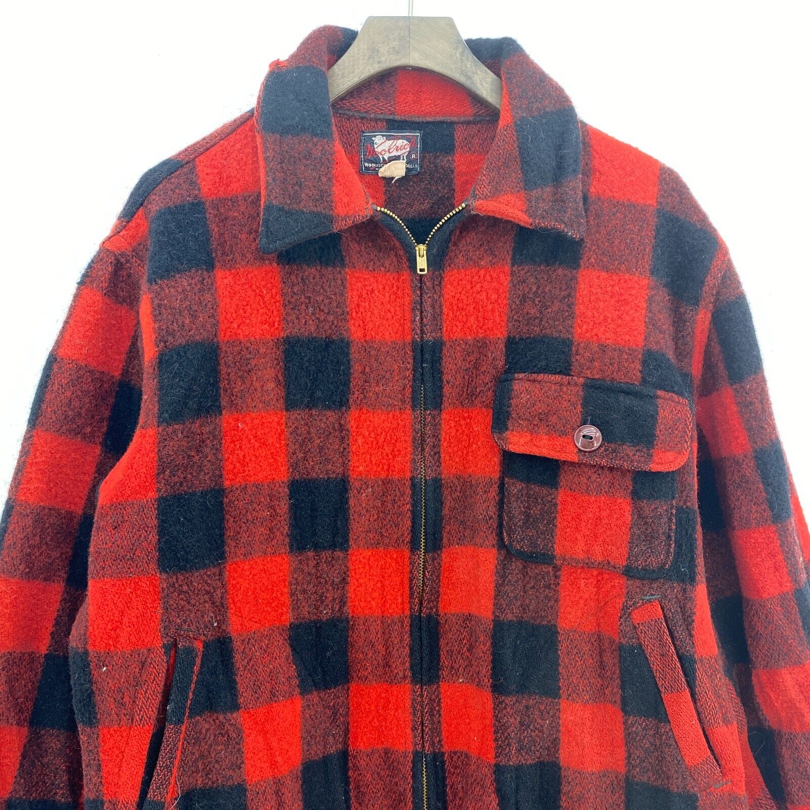 Woolbrick Women's Full Zip Red Gingham Checked Shirt Jacket Shacket Size 42