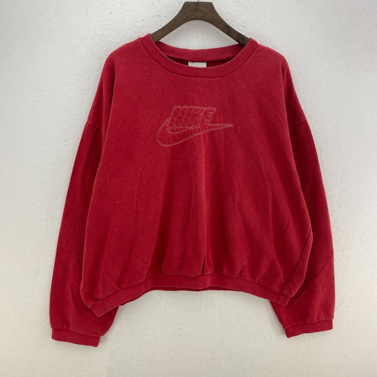 Nike Stitch Logo Red Crew Neck Sweatshirt Size XL