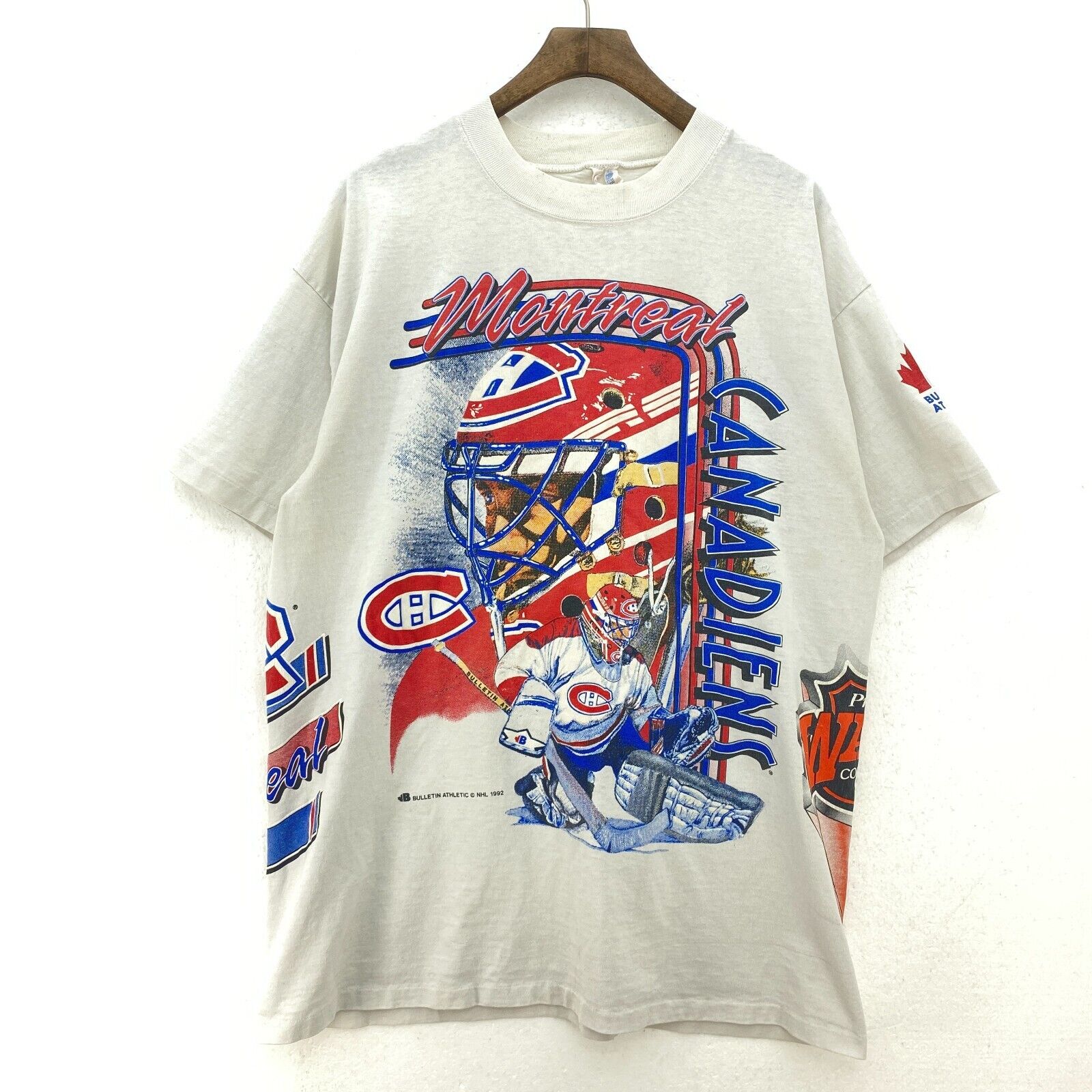 Bulletin Athlethic NHL 1992 Montreal Canadiens White T-shirt Size M