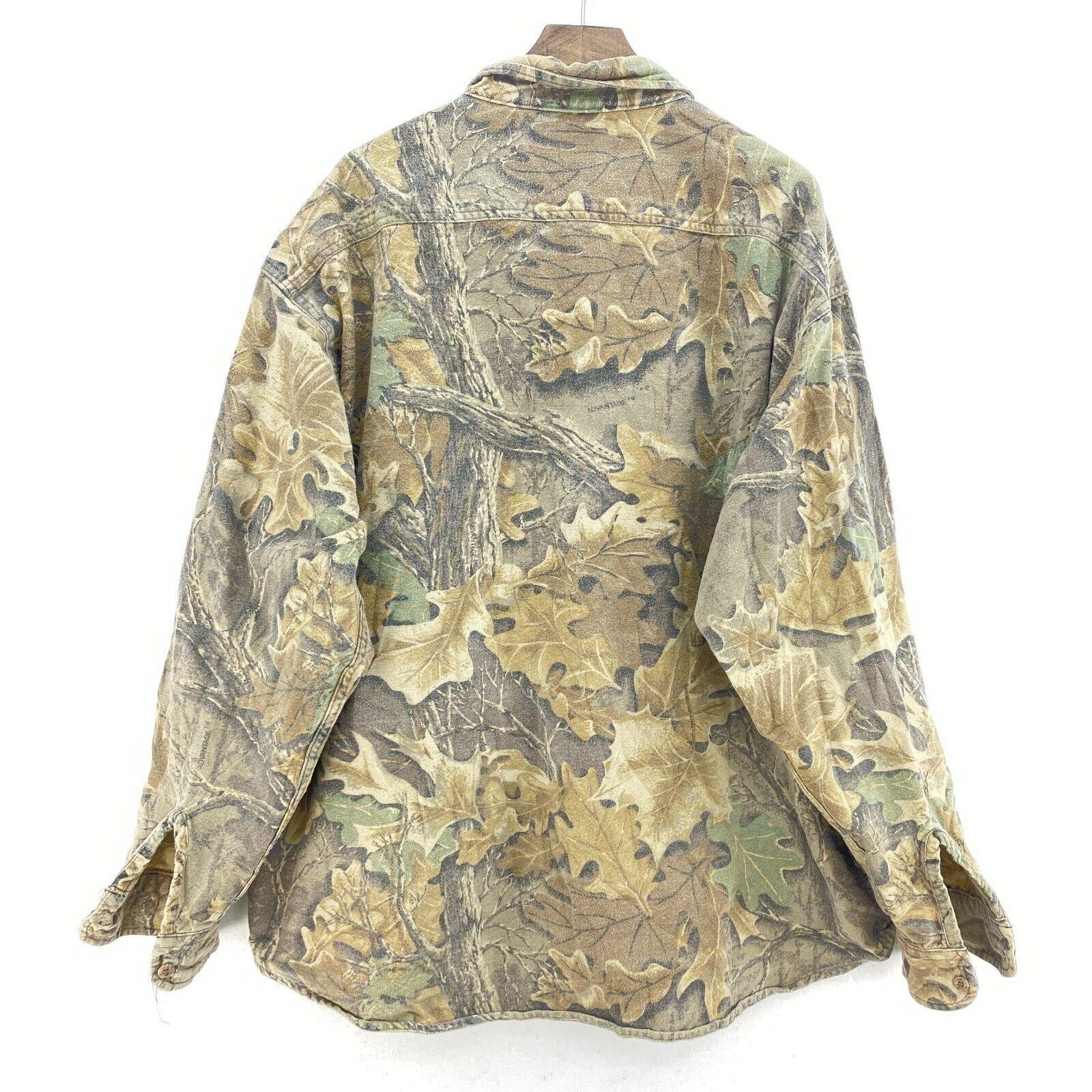 Woolrich Real Tree Print Green Earth Tone Button Up Shirt Jacket Size 2XL