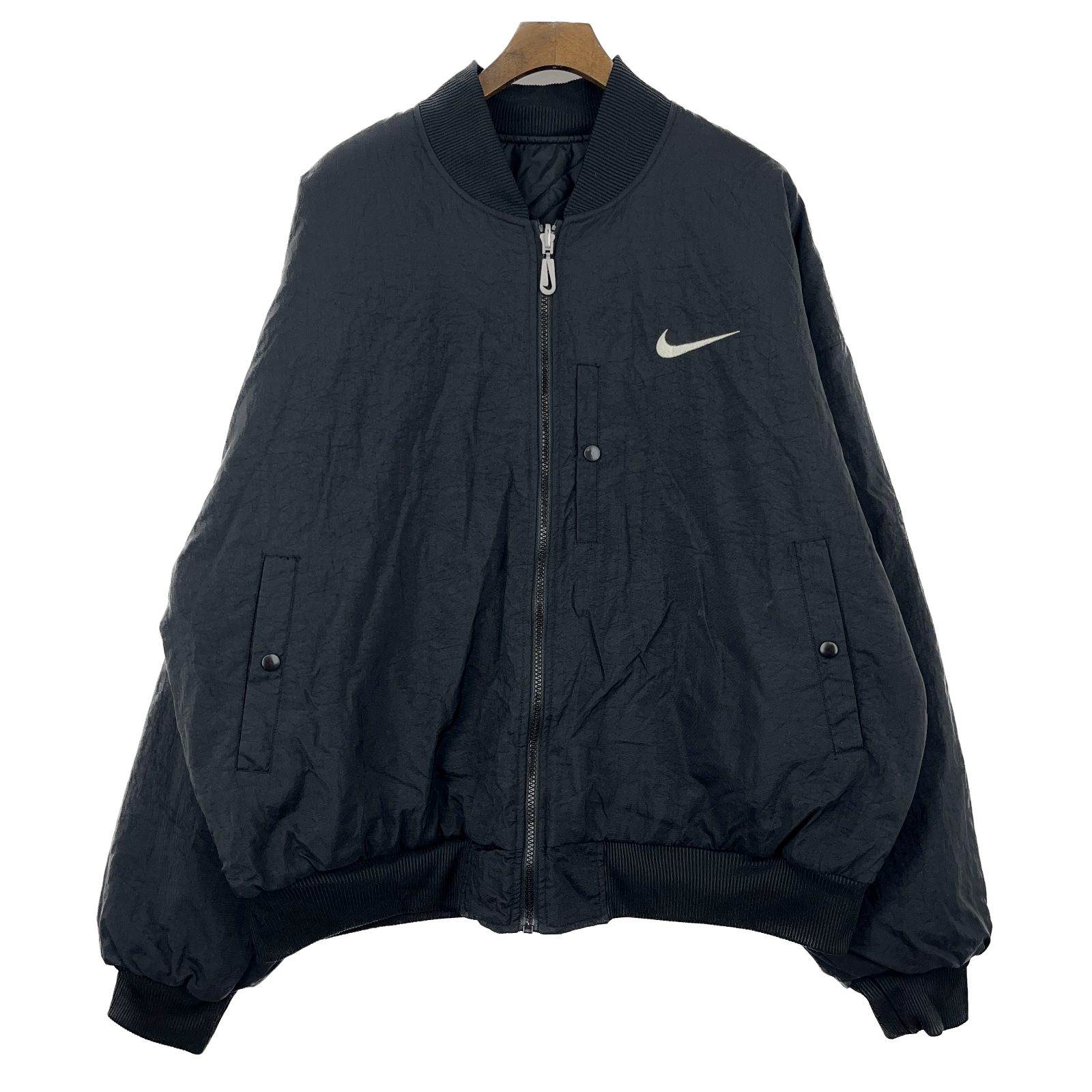 Vintage Nike Reversible Swoosh Full Zip Black Bomber Jacket Size L
