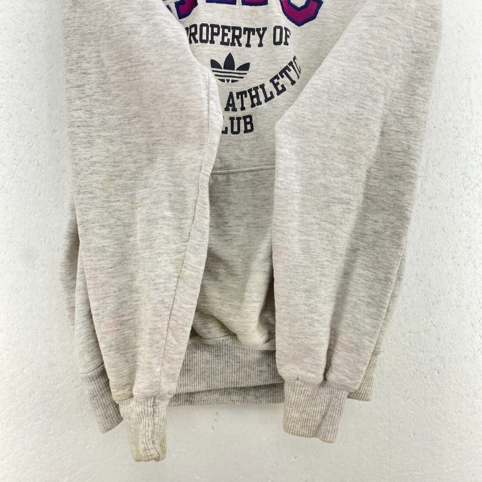 Vintage Adidas Athletic Club Hoodie Size M Heathered Gray