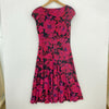 RALPH LAUREN Pink Floral Print A-line V-neck Dress Shoulder Pads Cap Sleeve