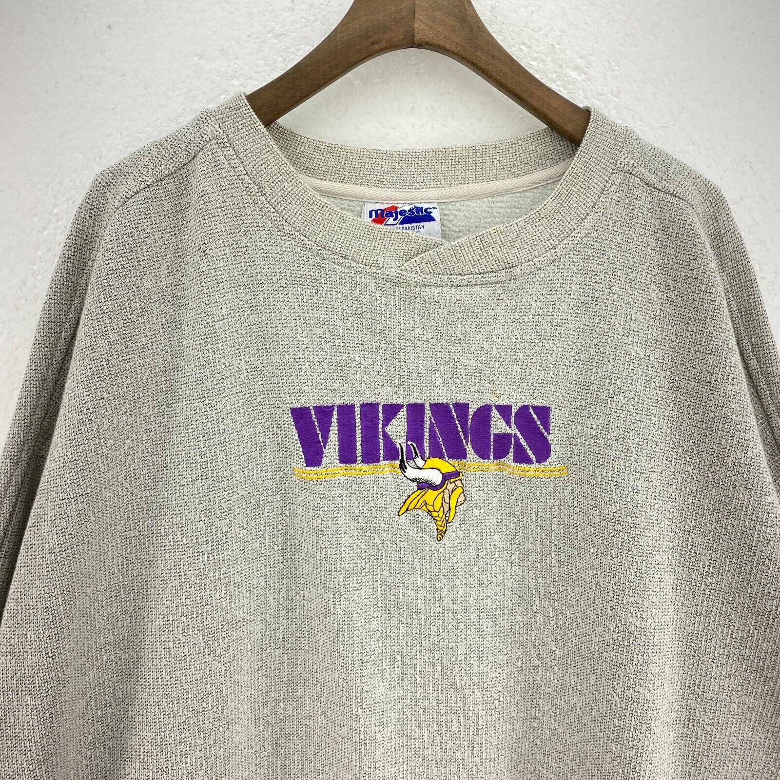 Minnesota Vikings Logo Embroidered Sweatshirt Size XXL Gray Crewneck NFL