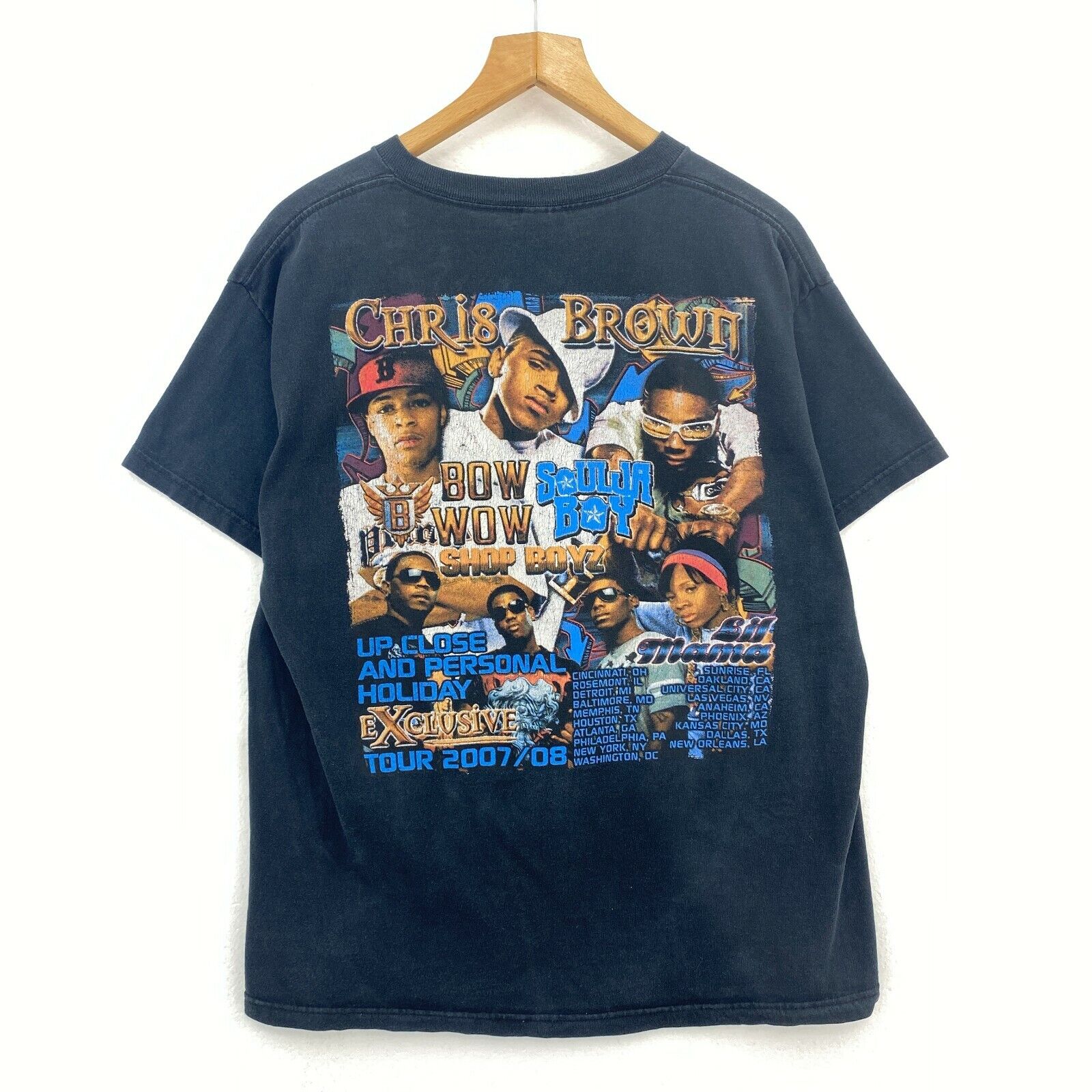 Chris Brown Bow Wow Up Close & Personal Tour 2007 Black T-shirt Size L Rappers