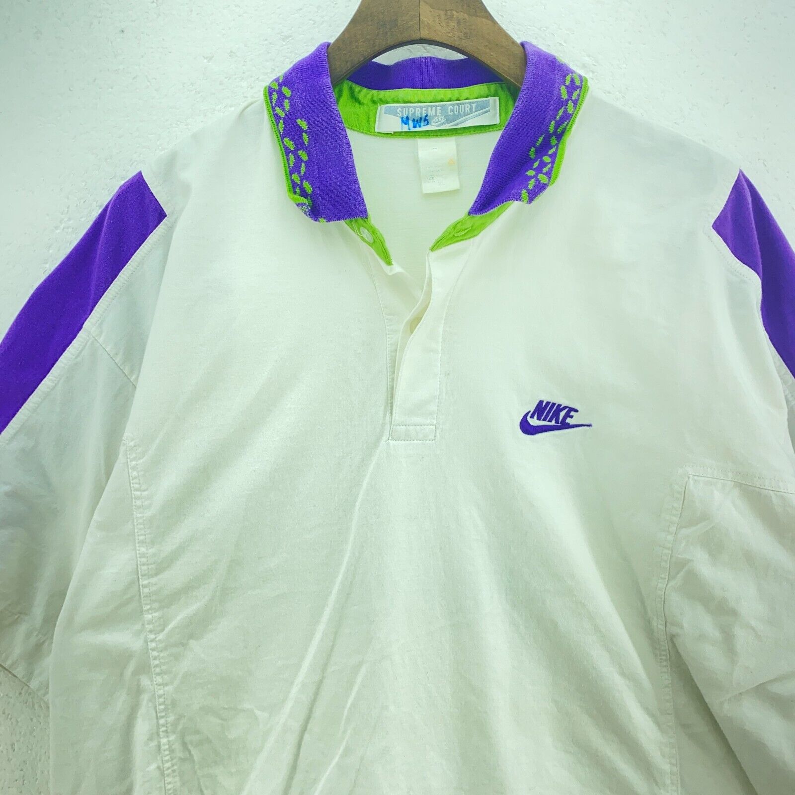 Nike Swoosh Supreme Court Logo White Purple Polo T-shirt Size XL