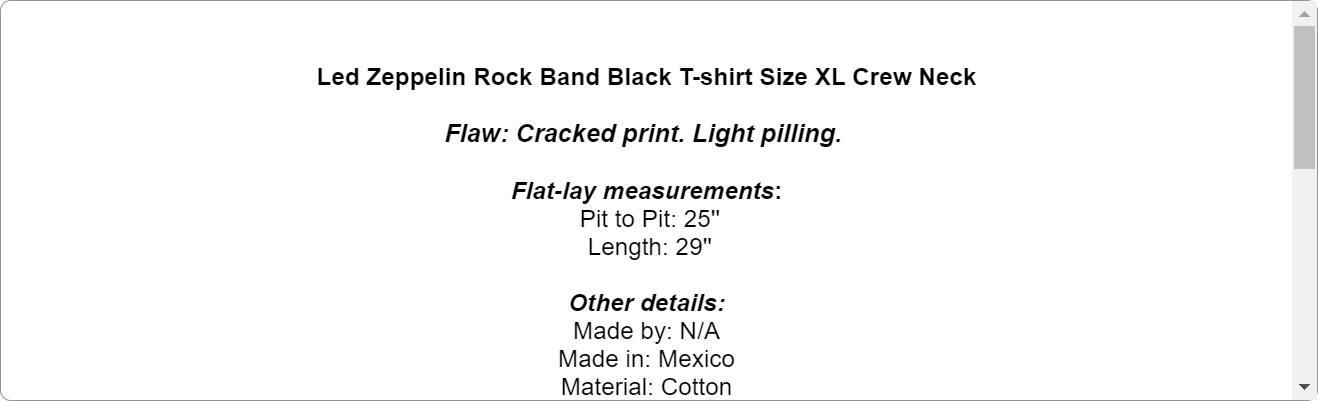 Led Zeppelin Rock Band Black T-shirt Size XL Crew Neck