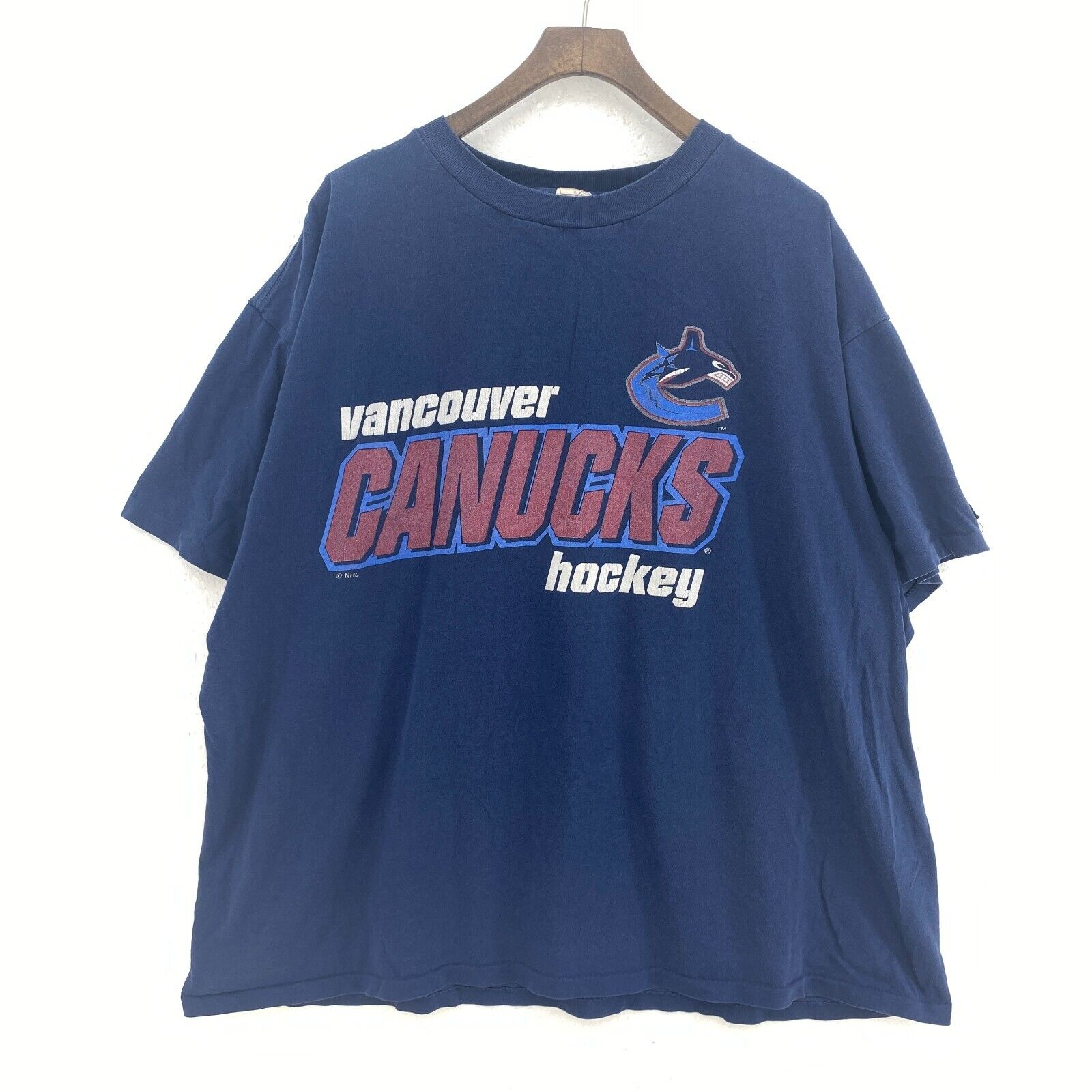 Starter Vancouver Canucks Ice Hockey NHL Navy Blue T-shirt Size XL Single Stitch