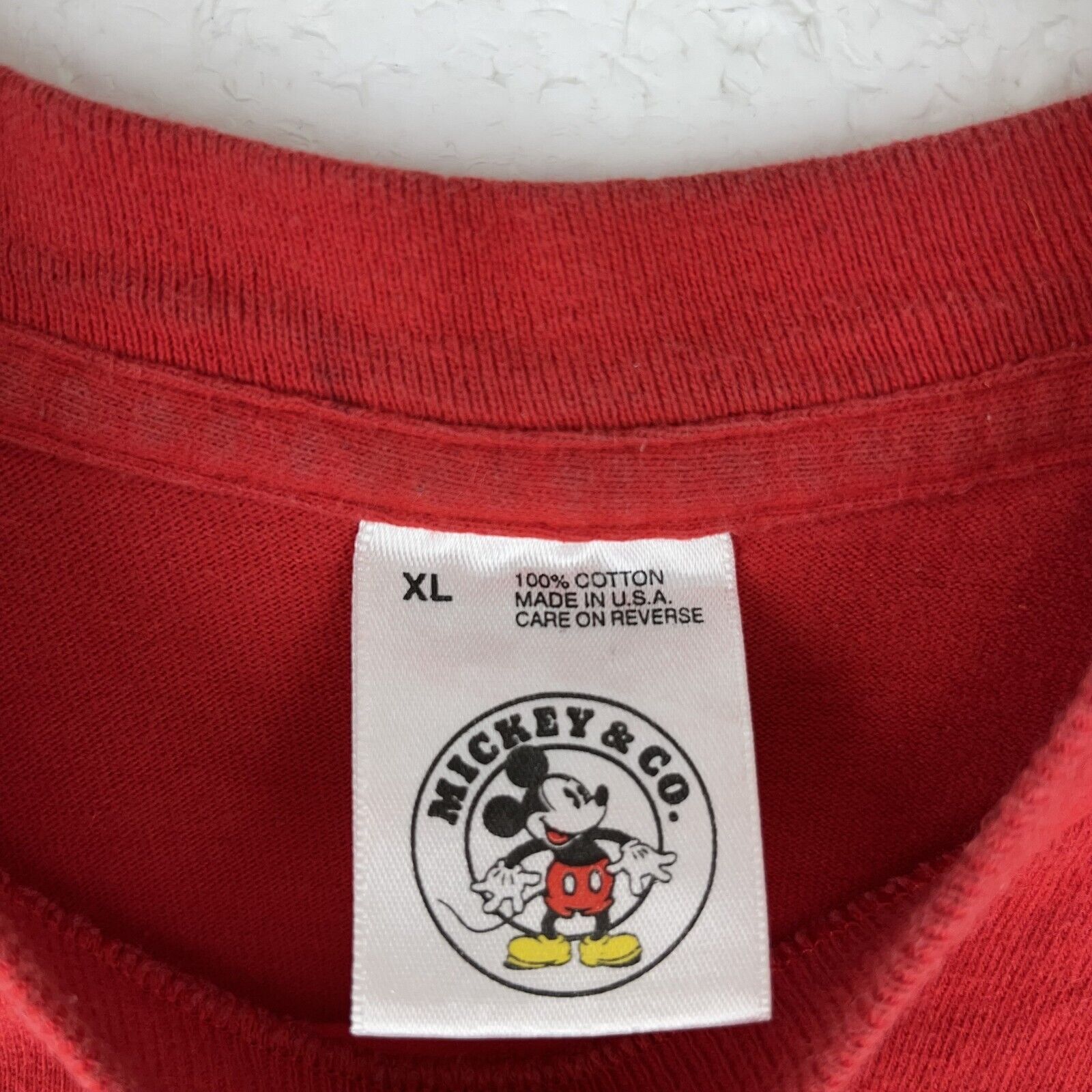 Disney Mickey Mouse El Raton Mikke Red T-shirt Single Stitch Size XL