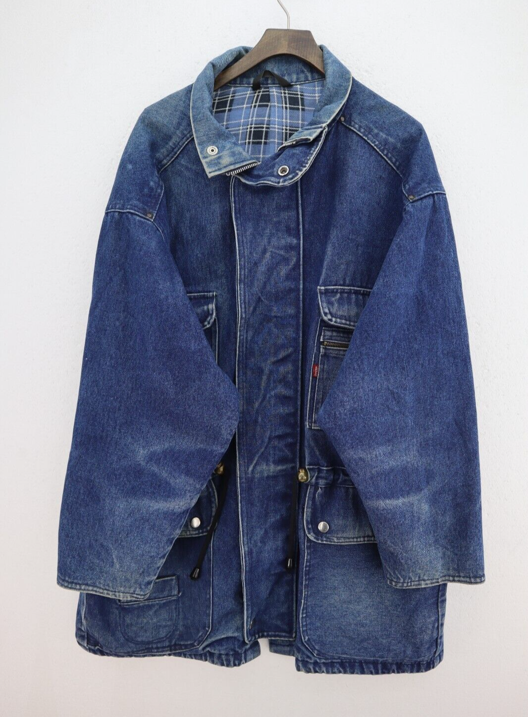 Vintage Levi Strauss Full Zip Medium Wash Blue Denim Jacket Size M