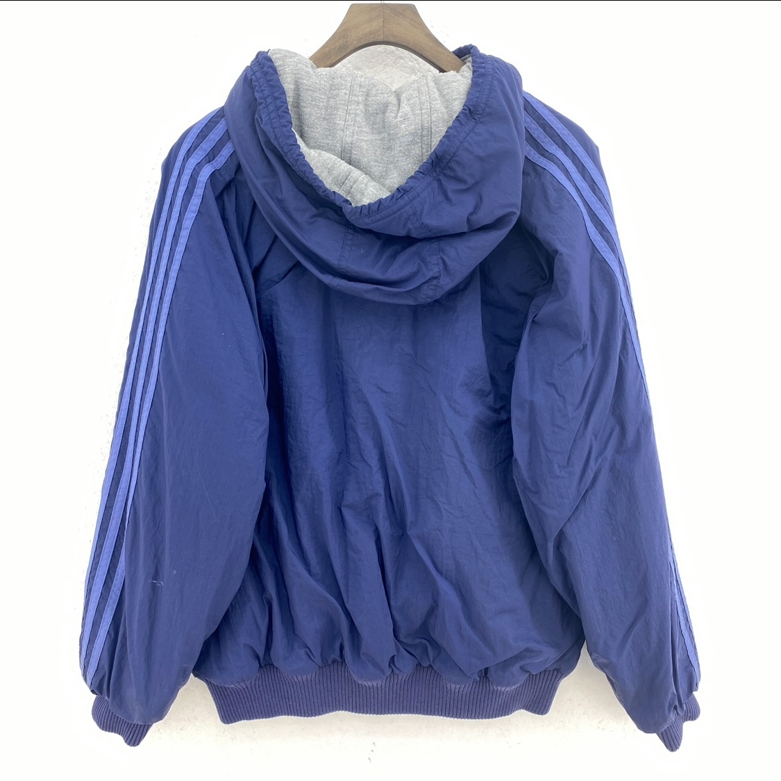 Adidas Hooded Reversible Jacket Size S Blue Full Zip Up
