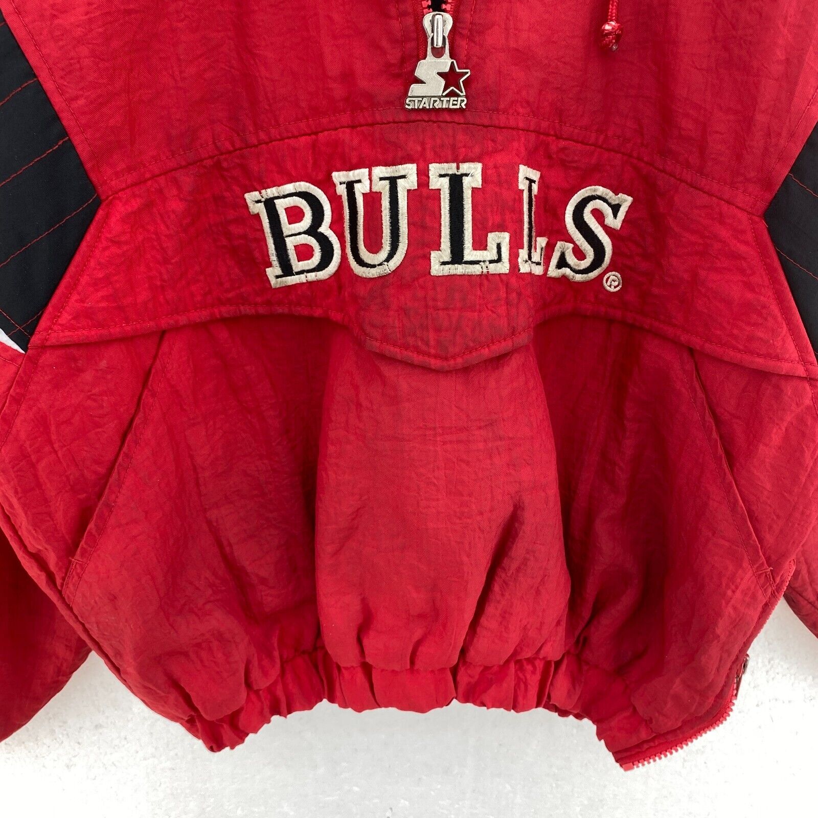 Starter Chicago Bulls Logo NBA Hooded Insulated Jacket Red Size M Kid's 1/4 Zip