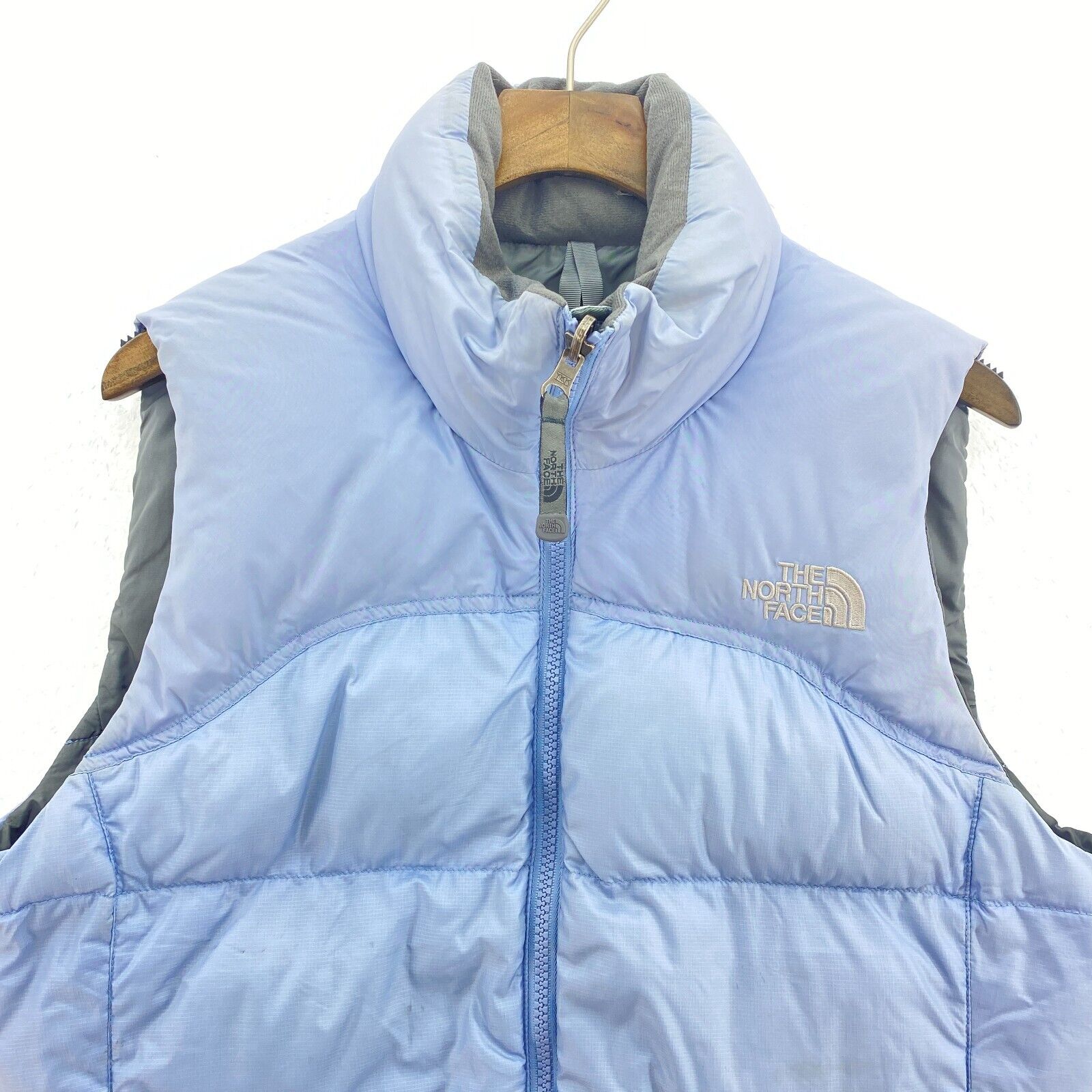 The North Face Women's Full Zip Nuptse Down 700 Series Vest Jacket Blue Size S
