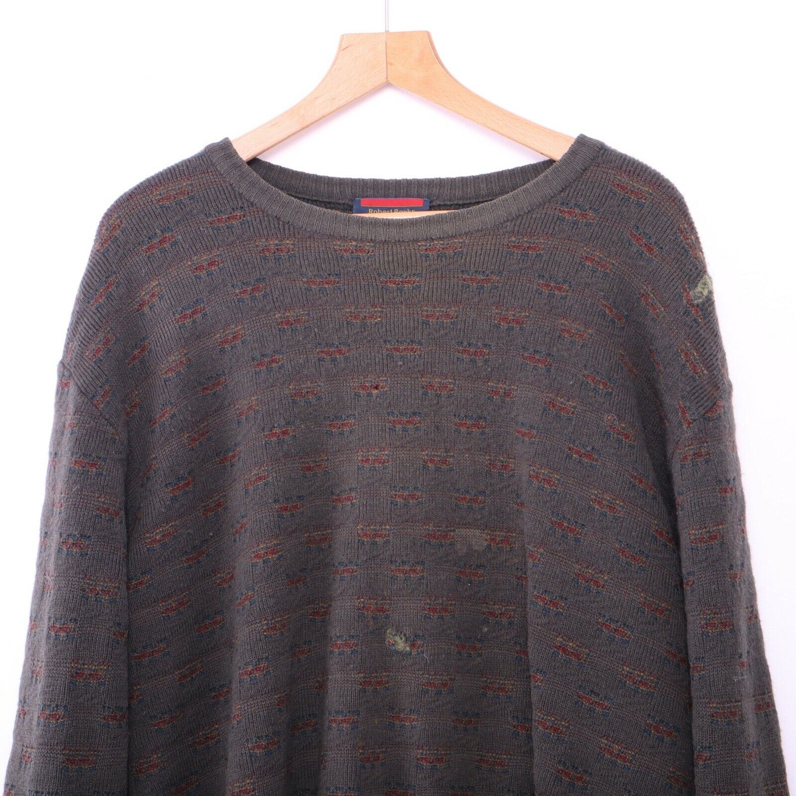 Wool Knit Gray Sweater Pullover Size XL Robert Banks