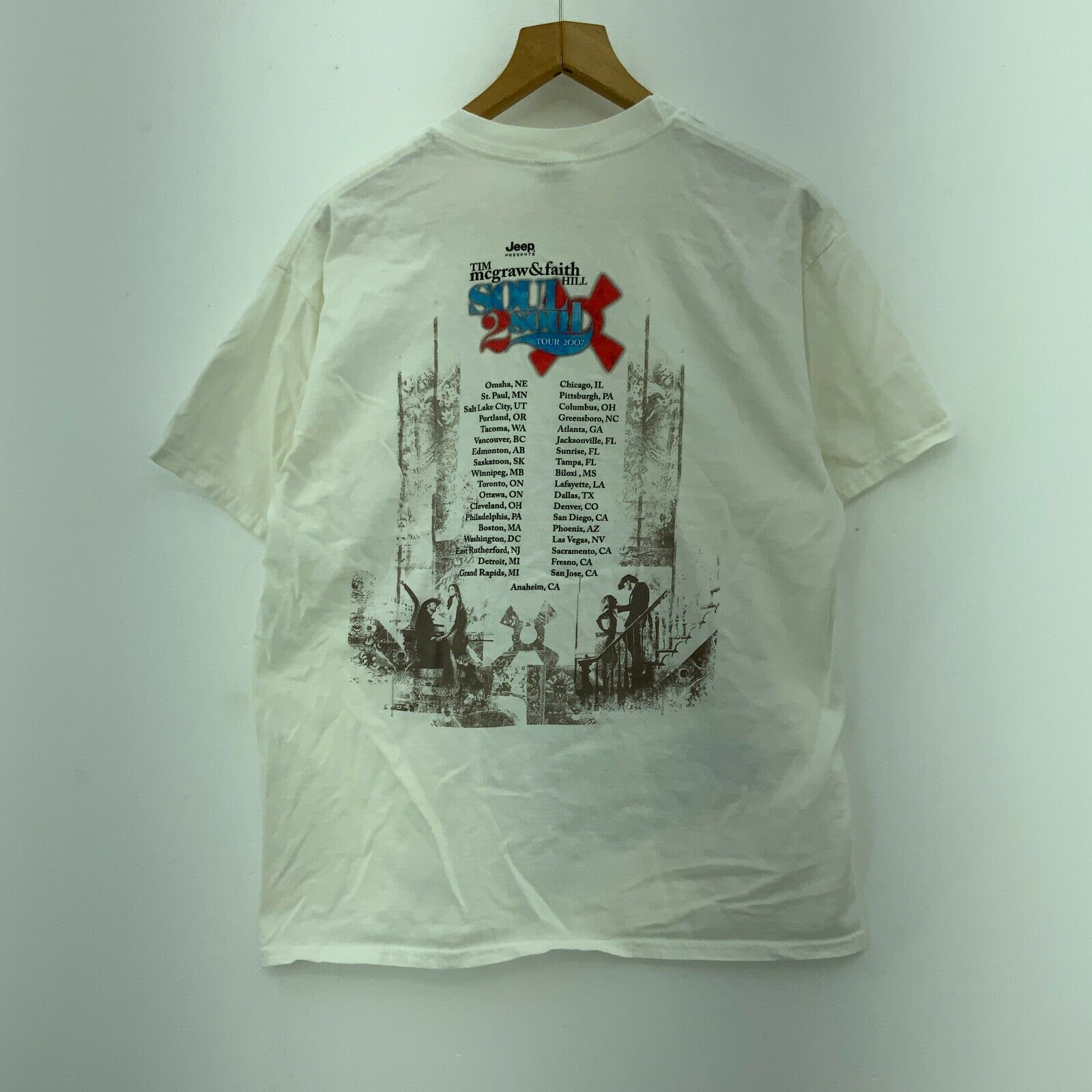 Tim McGraw & Faith Hill Soul 2 Soul Tour 2007 White T-shirt Size L