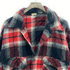Vintage Red Black Checked Double Pocket Snapped Wool Shirt Jacket Size L