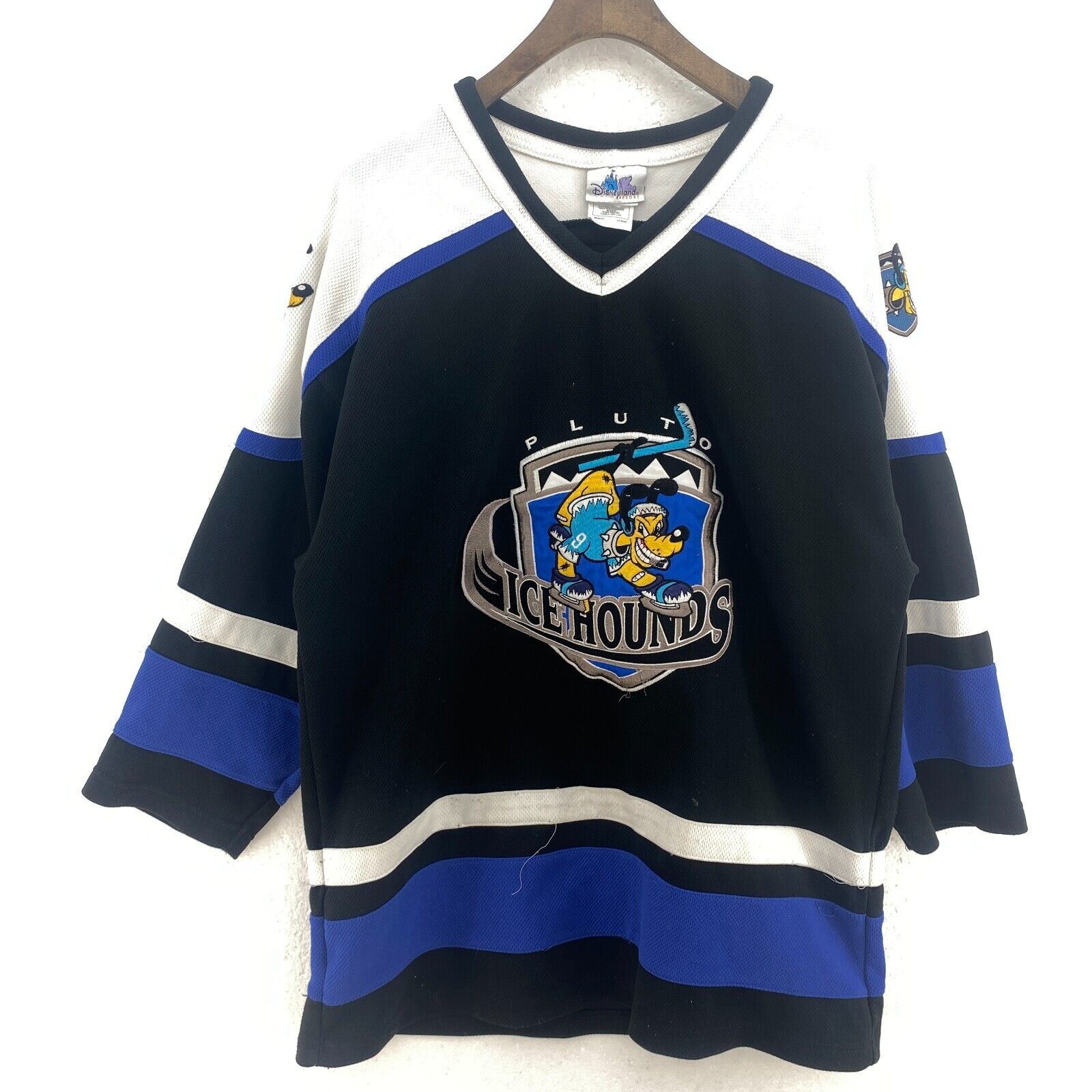 Disney Pluto K9 Ice Hounds Black Hockey Jersey Size S Youth