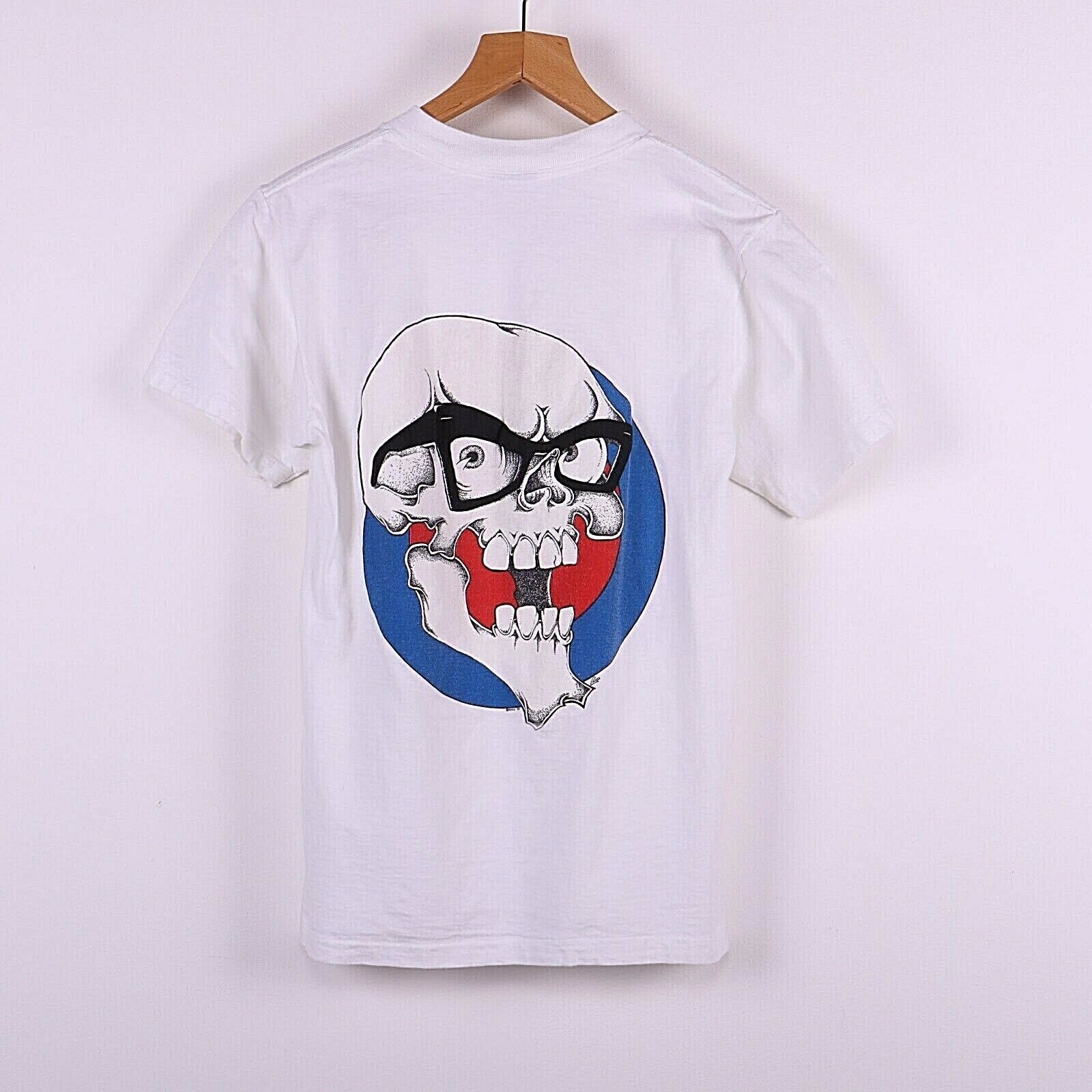 Skate Rags Skull White T-shirt Size M Single Stitch 90s
