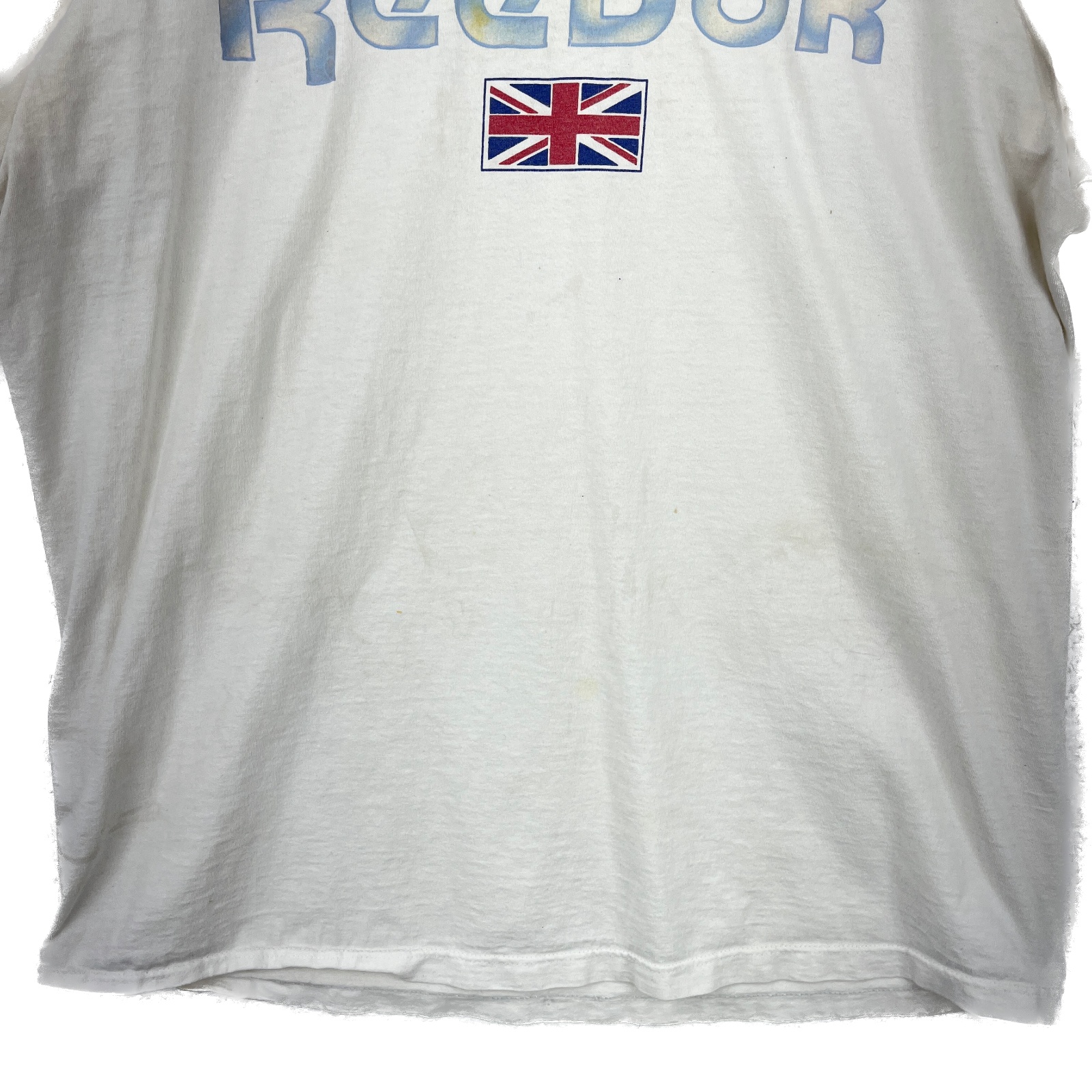 Vintage Reebok Graphic Print White T-shirt Size L Single Stitch