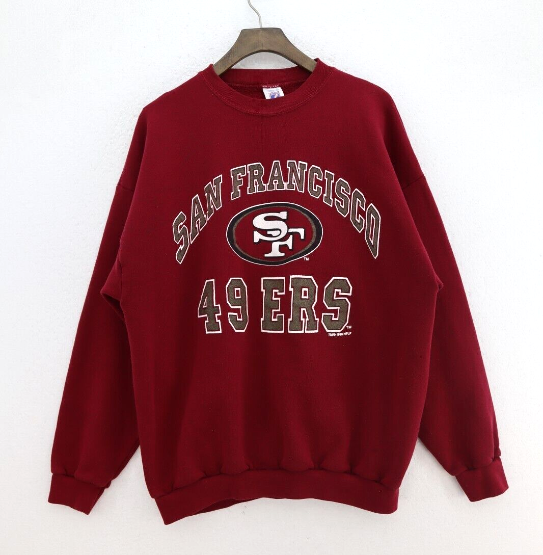 Vintage Logo 7 San Francisco 49ers 1996 NFL Burgundy Red Sweatshirt Size XL