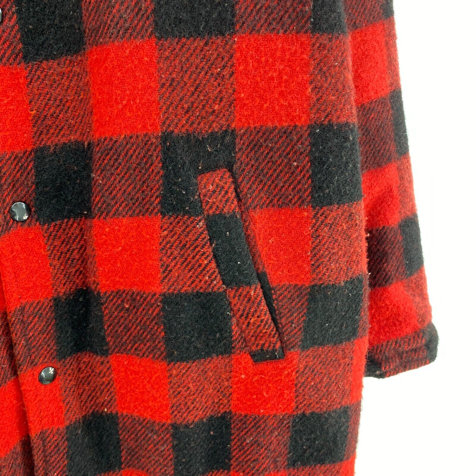 Red Black Gingham Flannel Reversible Snapped Shirt Jacket Size M