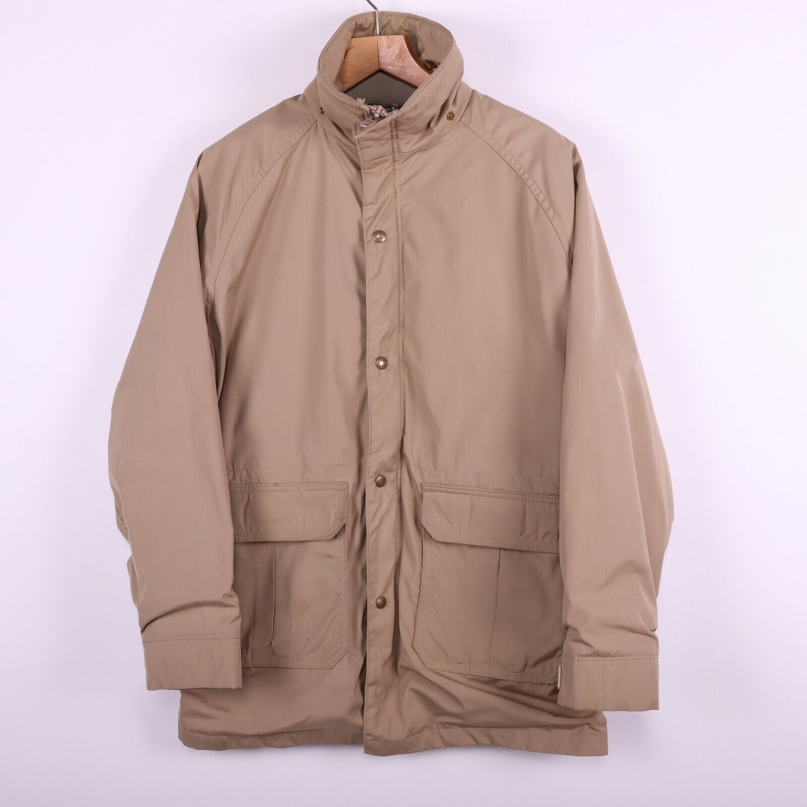Wool Rich Beige Insulated Parka Mid Length Size XL