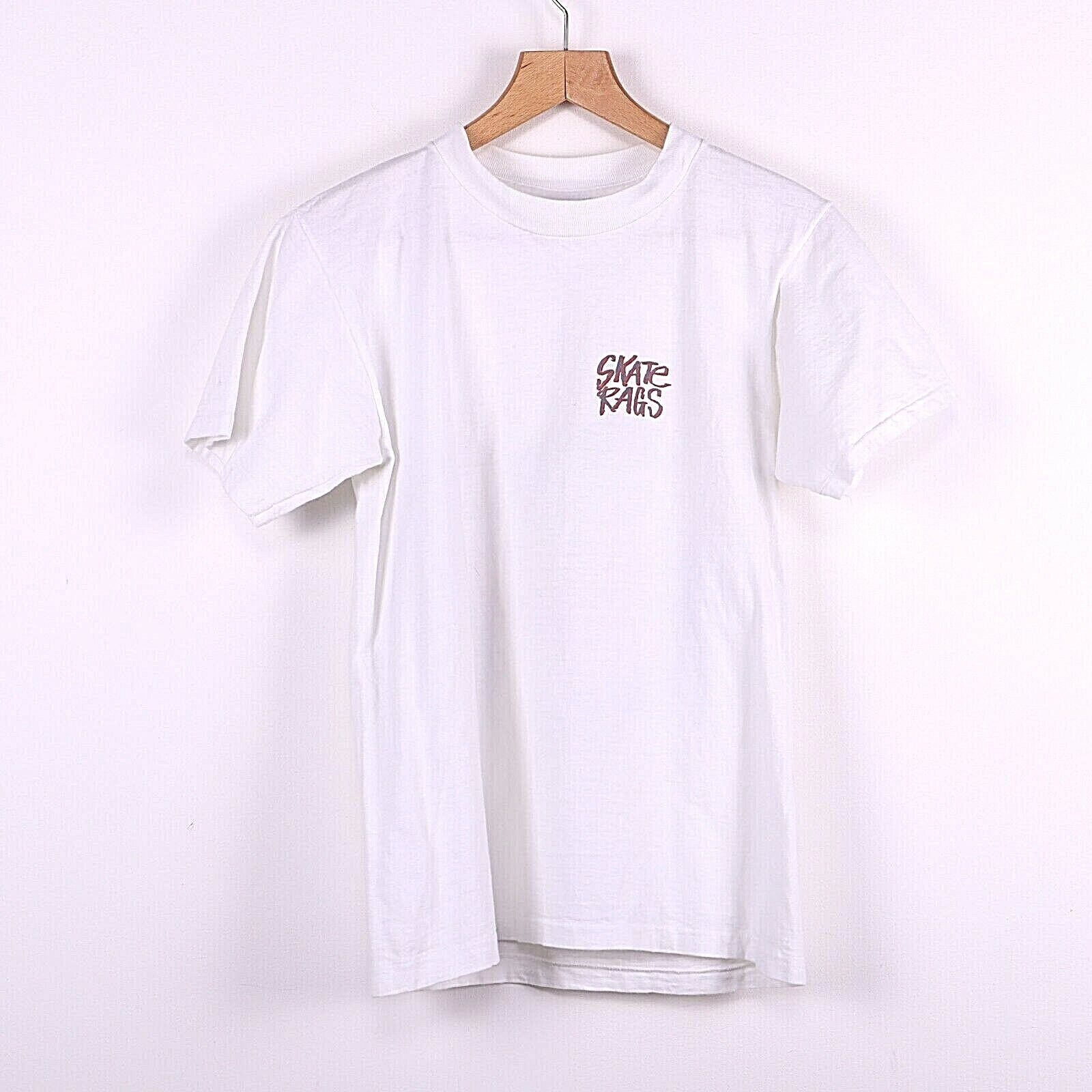 Skate Rags Skull White T-shirt Size M Single Stitch 90s