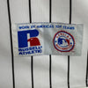 Russell Athlethic Pin Stripe White Button Up Florida Marlins MLB Jersey Size M