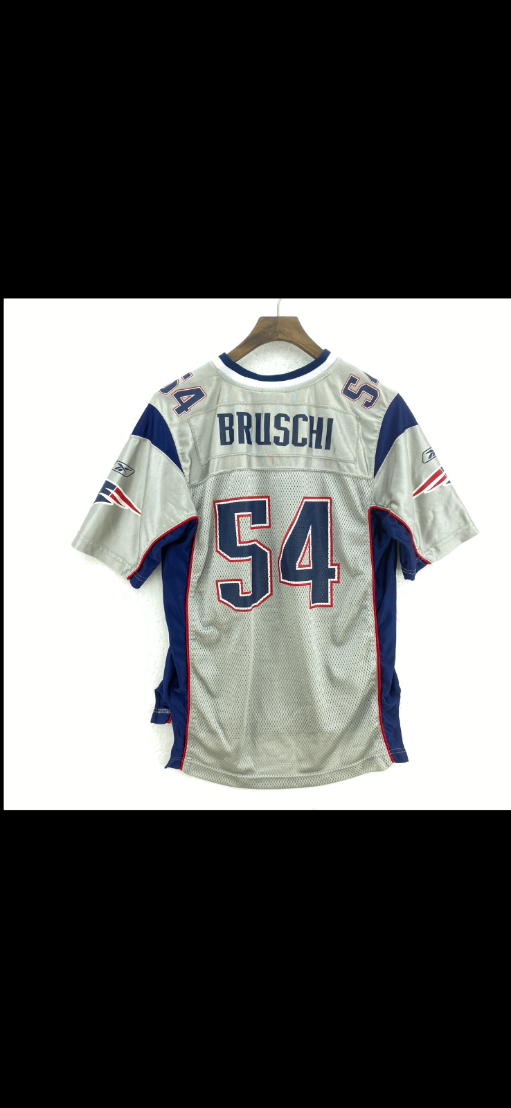 Reebok New England Patriots #54 Teddy Bruschi NFL Gray Jersey Size L Kids