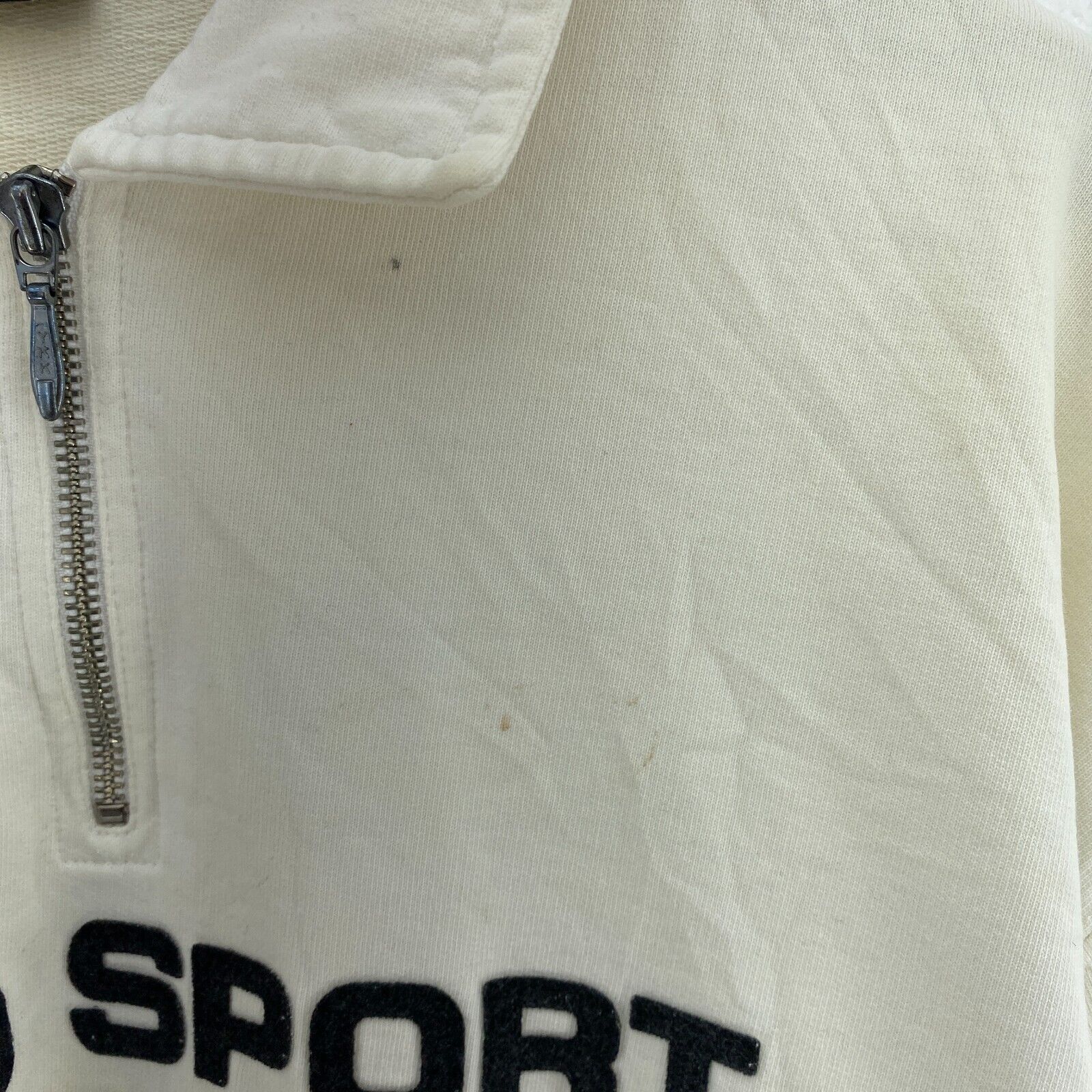 Polo Sport Logo Half Zip White Pullover Sweatshirt Size L