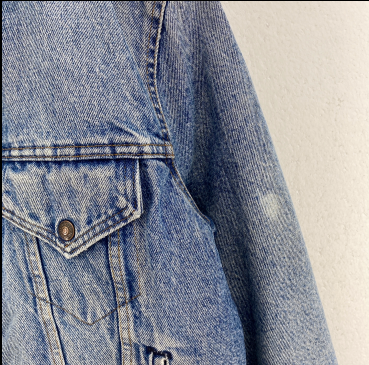Levi Strauss Sherpa Lined Medium Wash Blue Vintage Denim Jacket Size 42