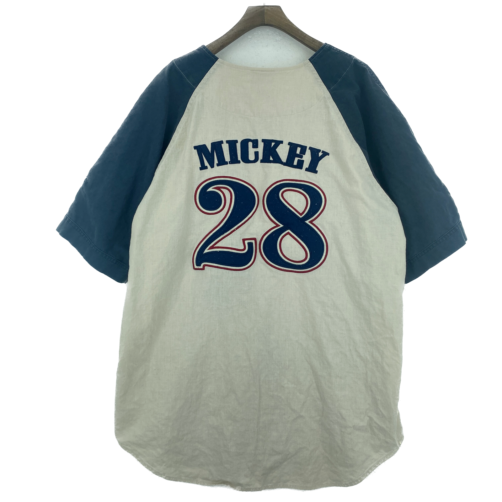 Walt Disney Mickey Mouse Steamboats Beige Baseball Button Up Shirt Size XL