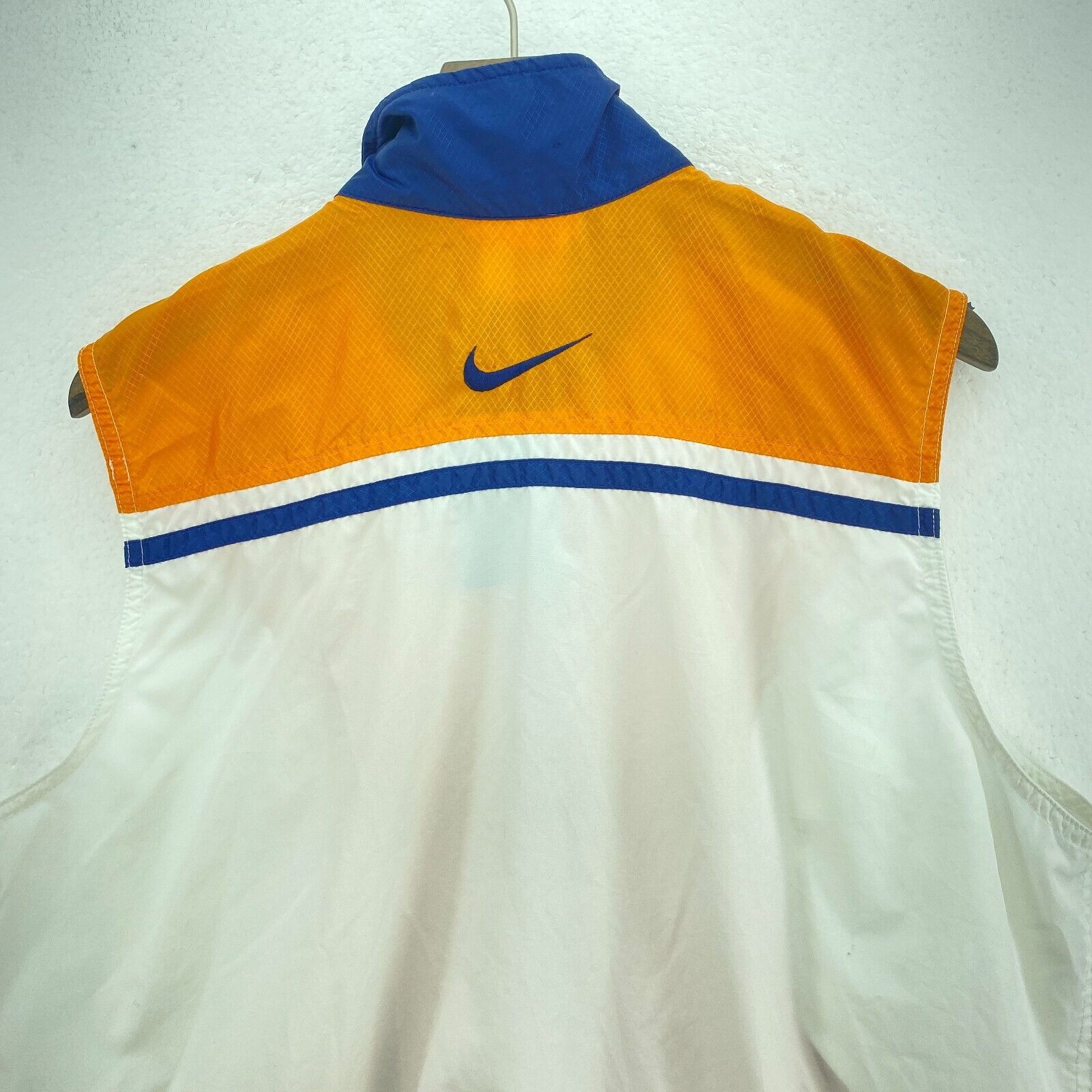 Nike Logo Full Zip Light Orange White Vest Jacket Size M
