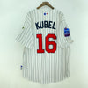Pinstripe V Neck Button Up Minnesota Twins Jason Kubel 16 White Jersey Size L