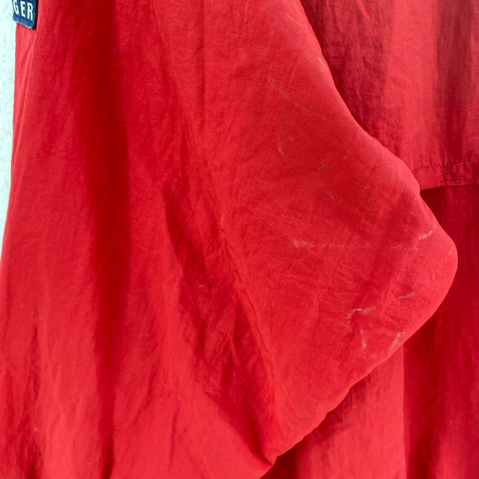 Tommy Hilfiger Vintage Red Windbreaker Hooded Jacket Size M Full Zip Up