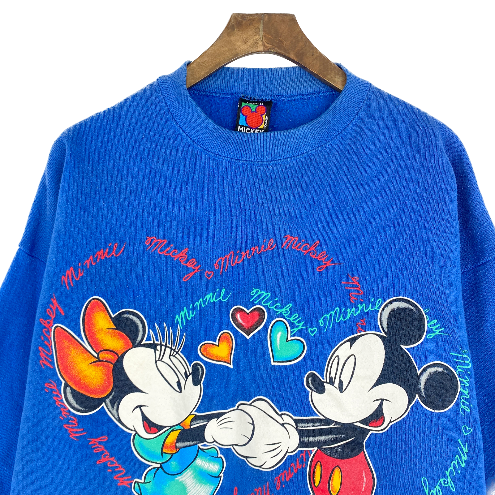 Vintage Disney Mickey Mouse Minnie Mouse Blue Sweatshirt Size XL