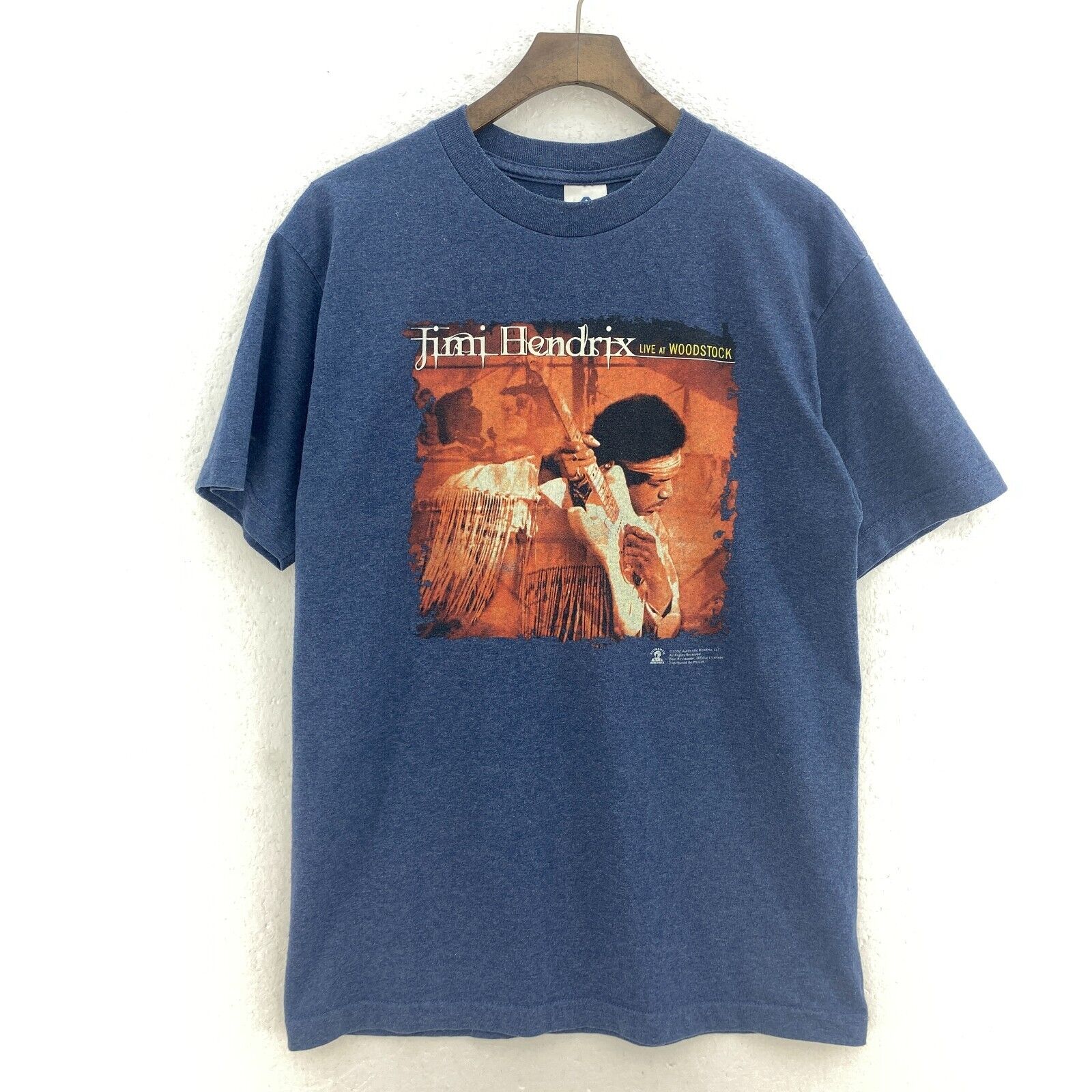 2002 Jimi Hendrix Live At Woodstock Blue Band T-shirt Size M Tee