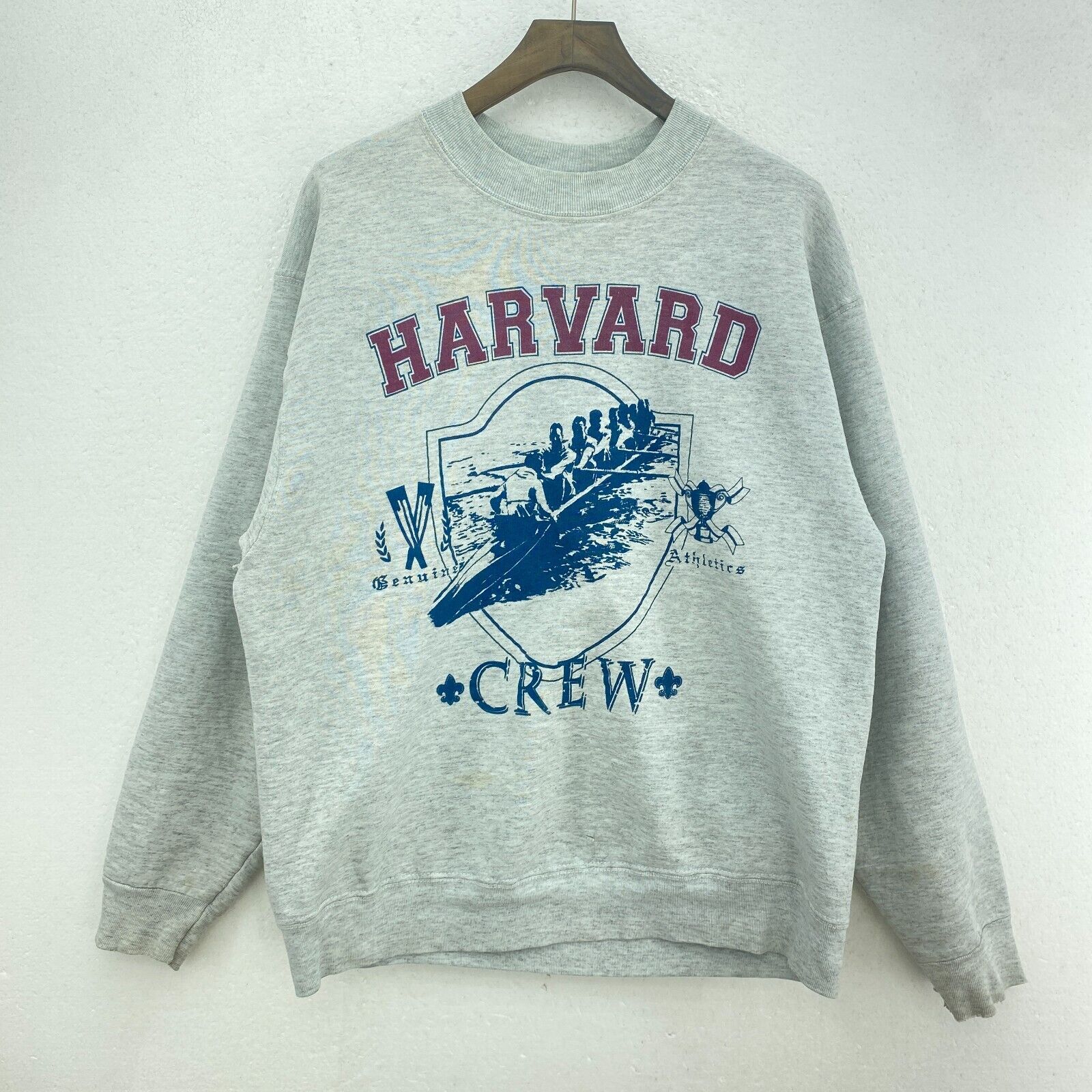 Harvard University Logo Paddler Crew Gray Sweatshirt Size L Pullover