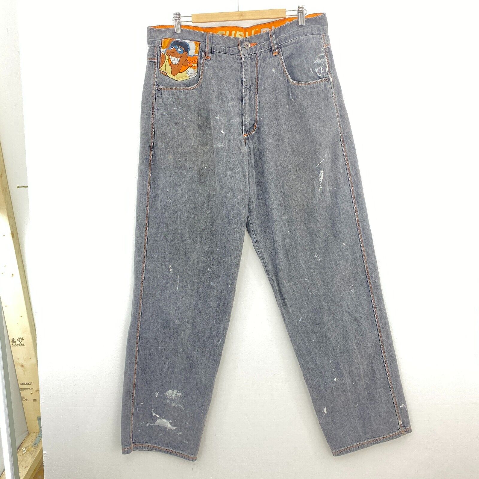 Platinum Fubu Gray Lightweight Jeans Relax Fit Tapered Size 36 x 33