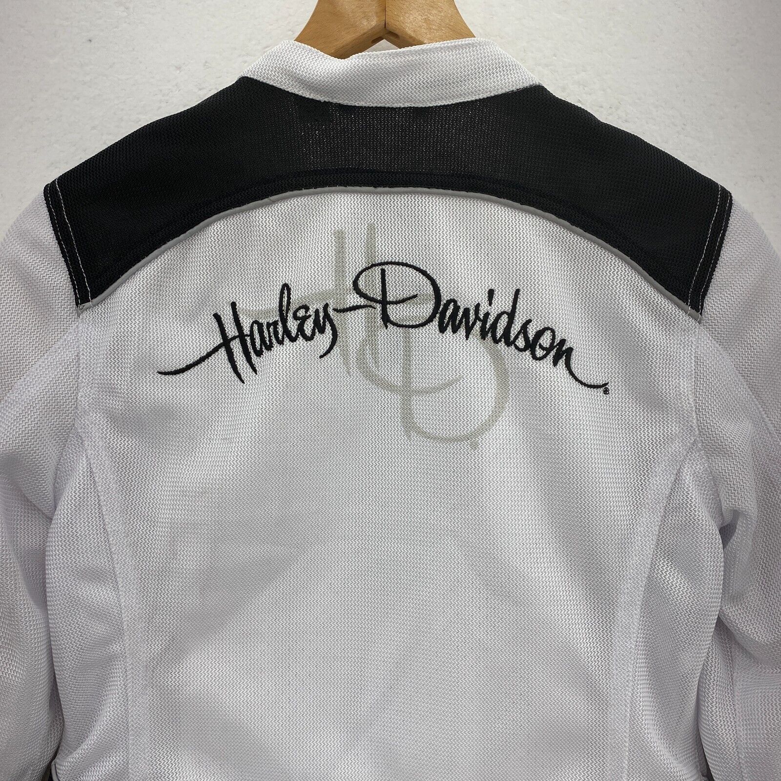 Harley Davidson Motorcycles Women Biker Jacket White Black Size S Air Knit