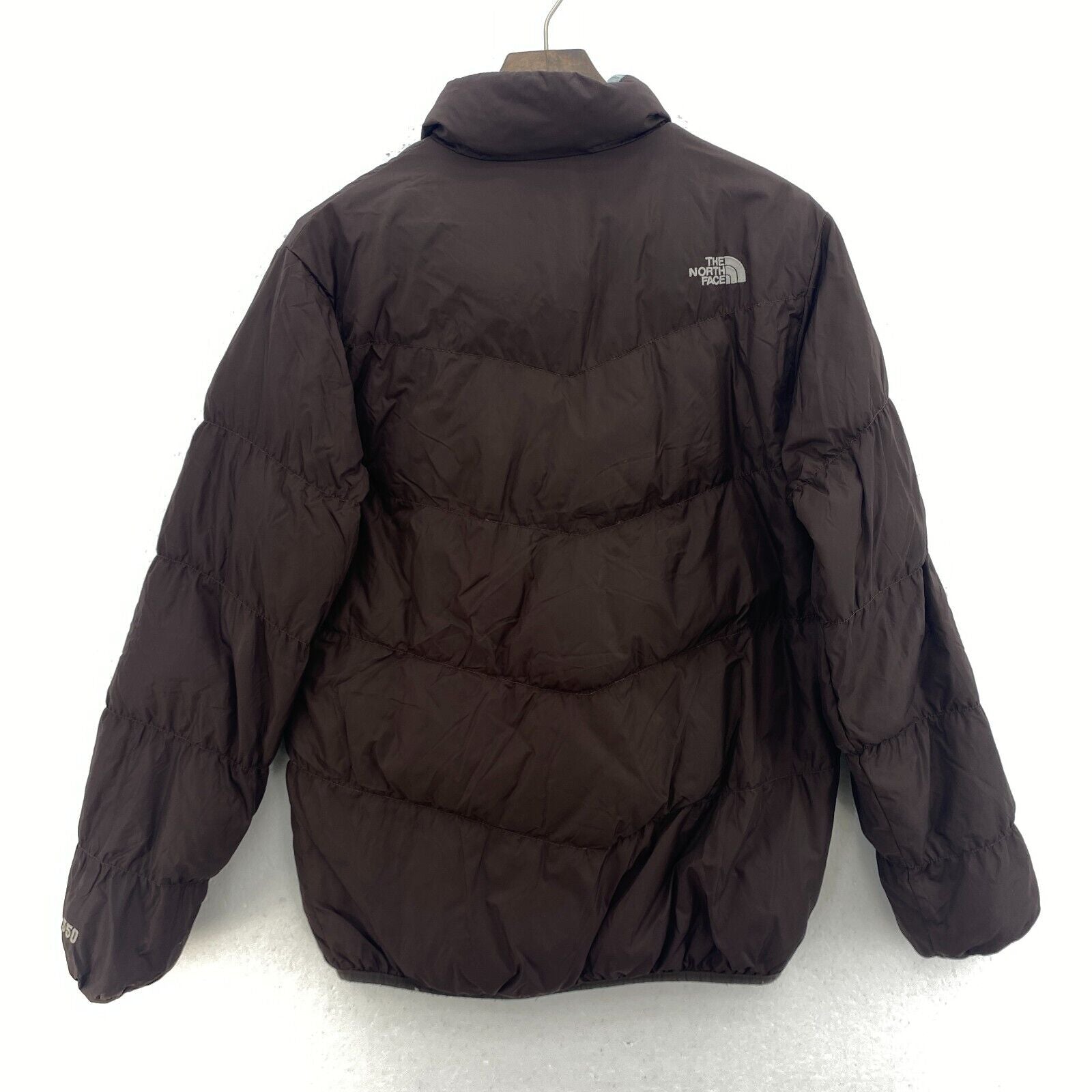 The North Face Kids Girls Goose Down Reversible Brown Puffer Size XL Nuptse 550